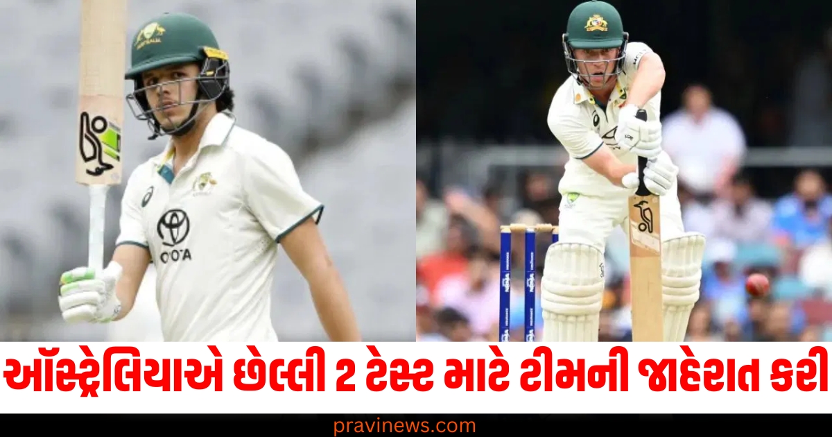 ઑસ્ટ્રેલિયા (Australia), ટેસ્ટ મેચ (Test match), ટીમની જાહેરાત (Team announcement), 3 ખેલાડી (3 players), સિરીઝમાં (In the series), પ્રથમ વખત (For the first time), એન્ટ્રી (Entry),