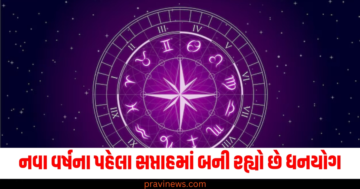 નવા વર્ષનો ધનયોગ, (New Year Wealth Yoga), પ્રથમ સપ્તાહ, (First Week), ધનયોગનું મહત્વ, (Importance of Wealth Yoga), ચમકશે રાશિઓ, (Shining Zodiac Signs), લકી રાશિઓ, (Lucky Zodiac Signs),