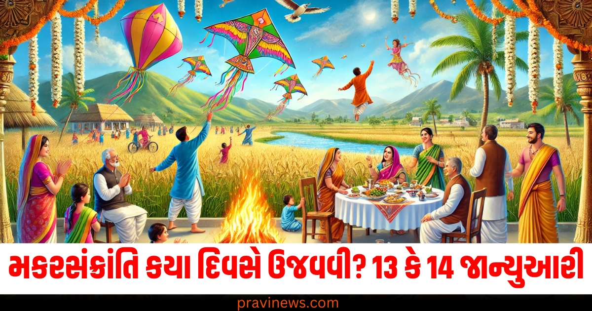 મકરસંક્રાંતિ, (Makar Sankranti), ઉજવવી ,(Celebrate), 13 જાન્યુઆરી ,(13th January), 14 જાન્યુઆરી, (14th January), શુભ સમય, (Auspicious time),