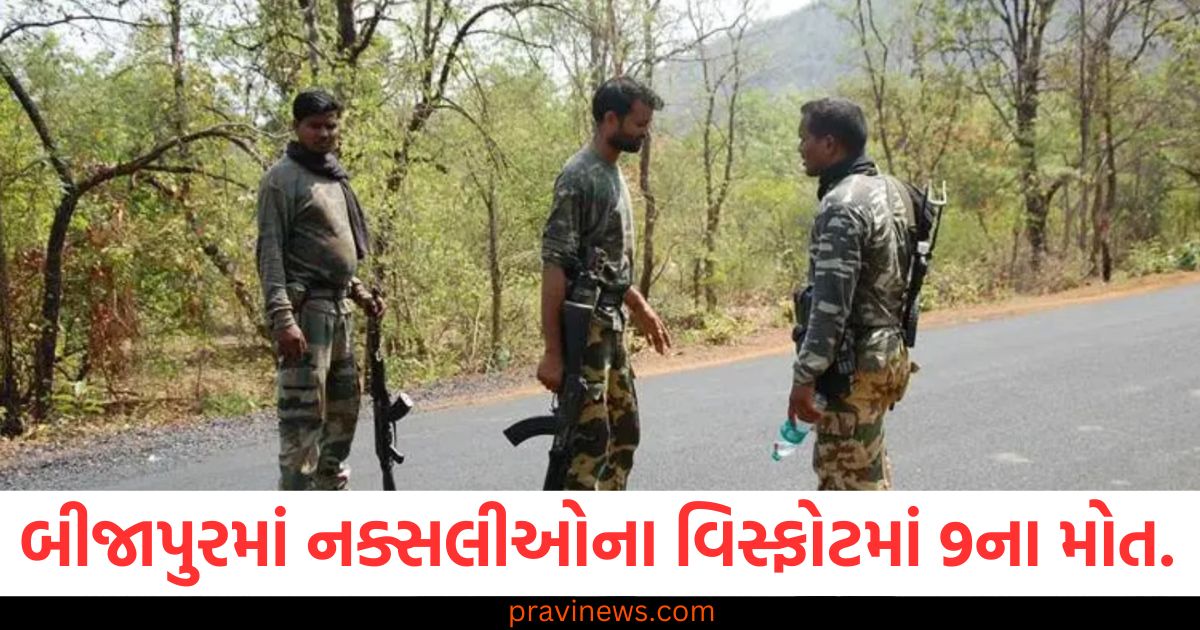 બીજાપુર, (Bijapur), નક્સલીઓ, (Naxals), પોલીસ વાહન, (Police Vehicle), વિસ્ફોટ ,(Explosion), 9 લોકોના મોત, (9 People Killed),