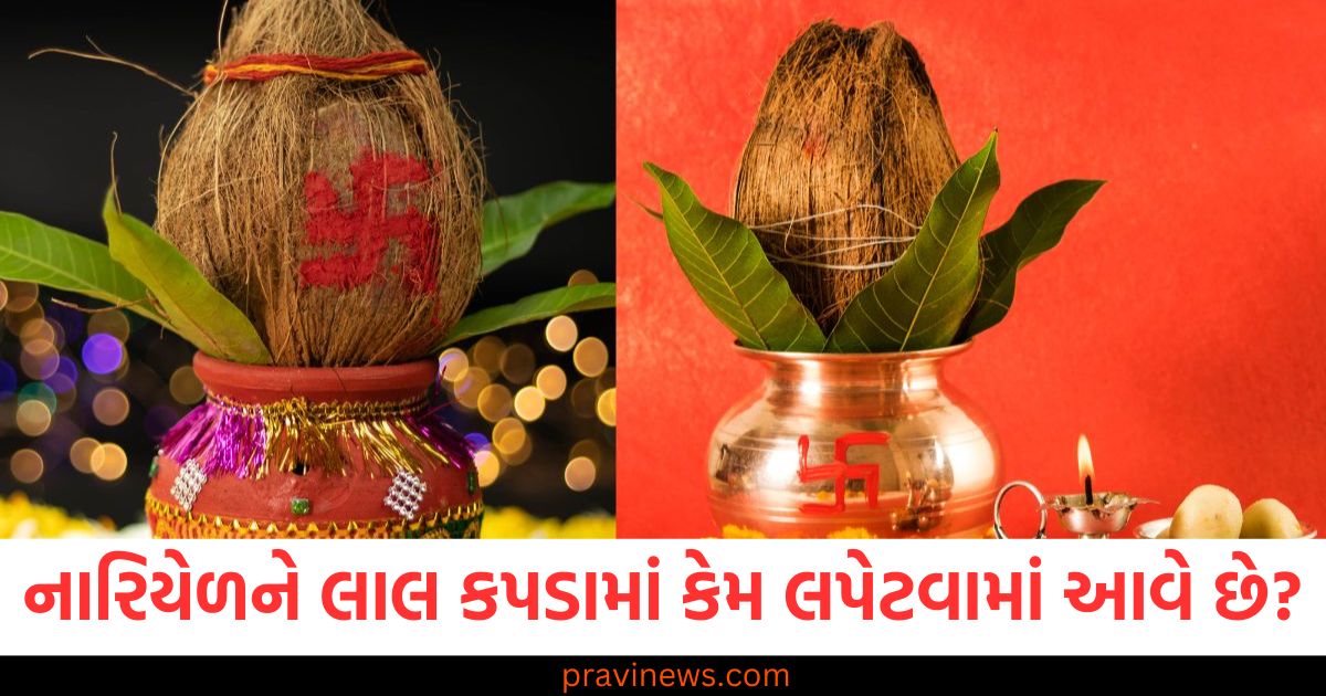 નારિયેળને લાલ કપડામાં લપેટીને પૂજામાં રાખવાનું કારણ શું છે? જાણો આ પરંપરા, પૂજામાં નારિયેળને લાલ કપડામાં રાખવાનો કારણ, વિદેશન અને વાસ્તુ શાસ્ત્ર, લાલ કપડામાં નારિયેળ રાખવાનું મહત્વ, પૂજામાં એ કેમ આવશ્યક છે?, પૂજામાં નારિયેળને લાલ કપડામાં લપેટવાનો રિવાજ, શું છે તેની પાછળની વાત?, નારિયેળને લાલ કપડામાં રાખવાથી શું લાભ મળે છે? પૂજાની આ ખાસ પરંપરા, લાલ કપડામાં નારિયેળ લપેટીને રાખવાનો પૂર્વજ પરંપરામાં શું છે રહસ્ય?,